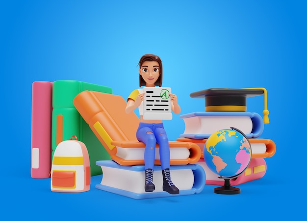 Renderización en 3D del personaje del estudiante