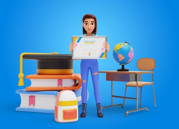 Renderización en 3D del personaje del estudiante