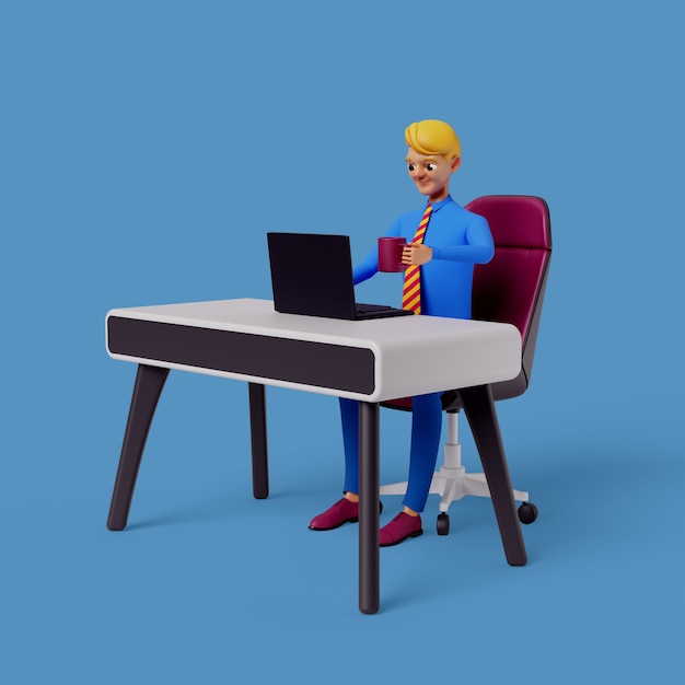 PSD gratuito renderización en 3d del personaje del hombre de negocios.