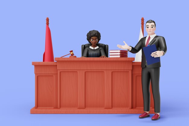 Renderización en 3D del personaje del juez