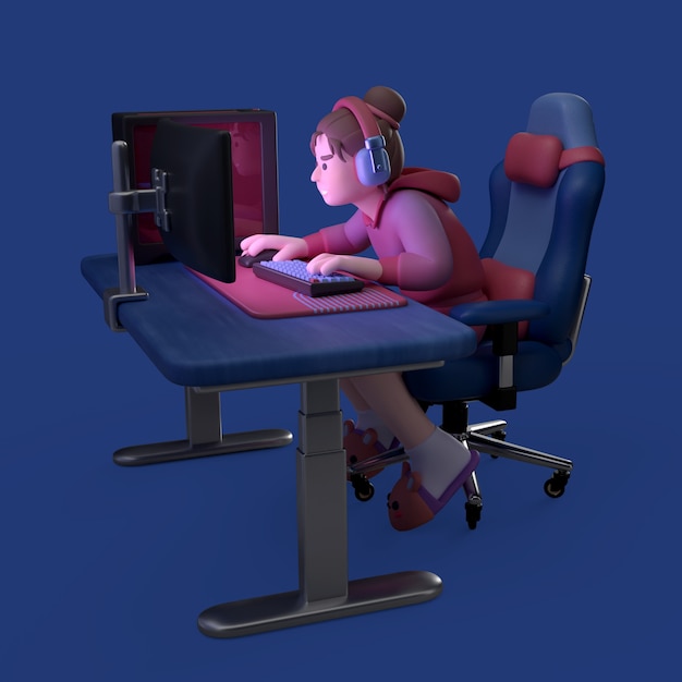 Renderización en 3D del personaje por la noche