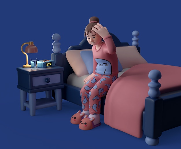 Renderización en 3D del personaje por la noche