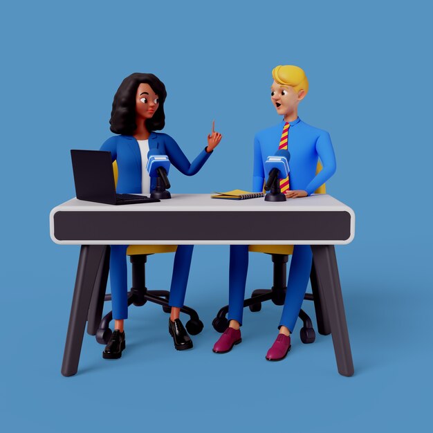 Renderización en 3D del personaje del periodista