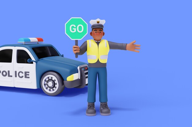 Renderización en 3D del personaje policial
