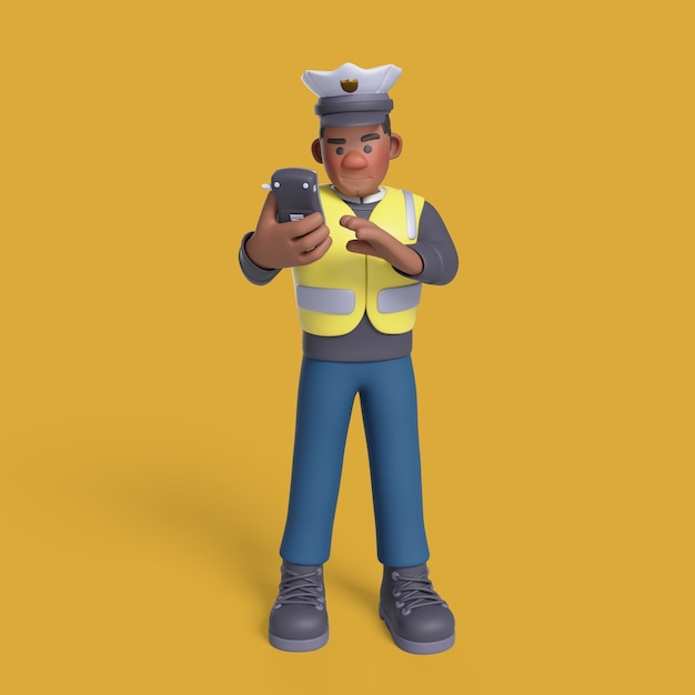 Renderización en 3D del personaje policial