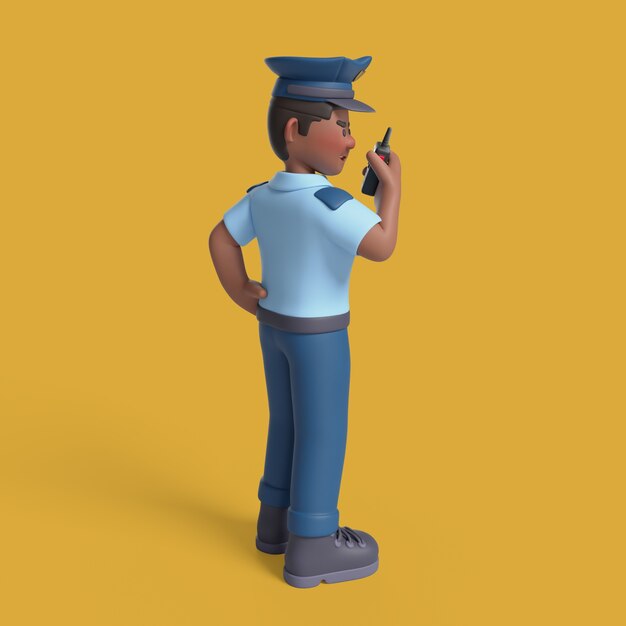 Renderización en 3D del personaje policial