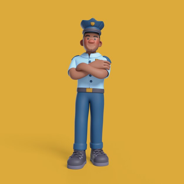 Renderización en 3D del personaje policial