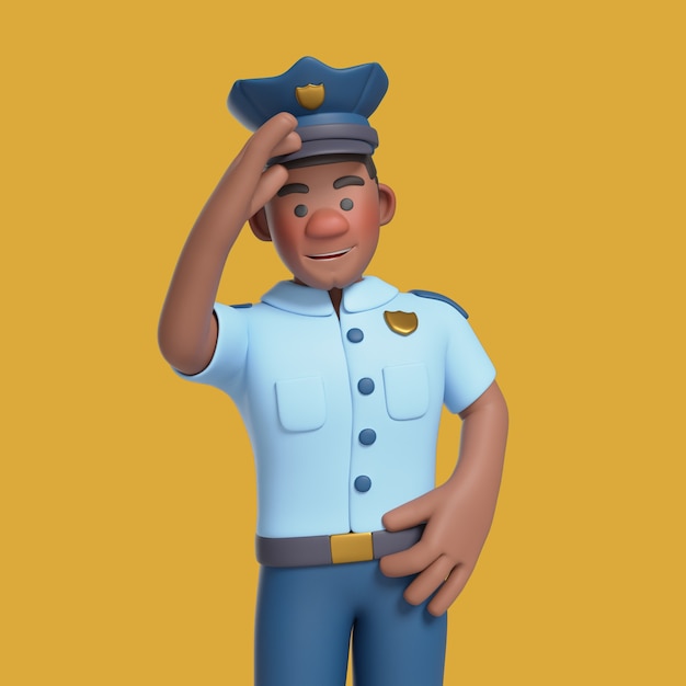 Renderización en 3D del personaje policial