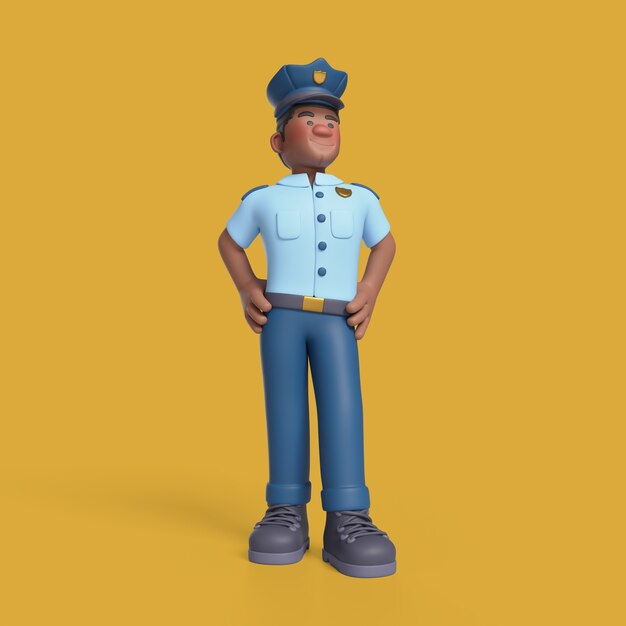 Renderización en 3D del personaje policial