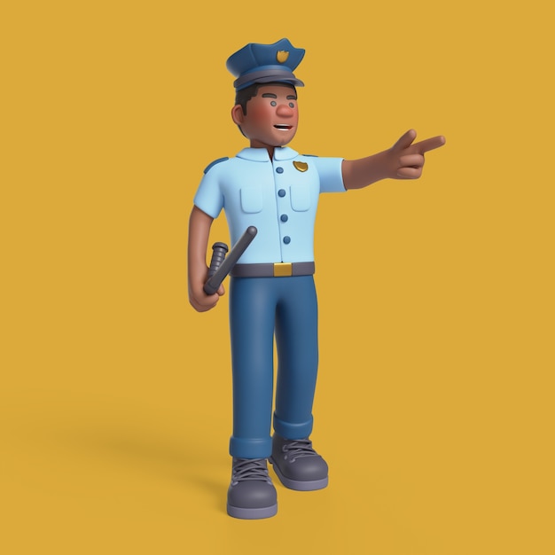 Renderización en 3D del personaje policial