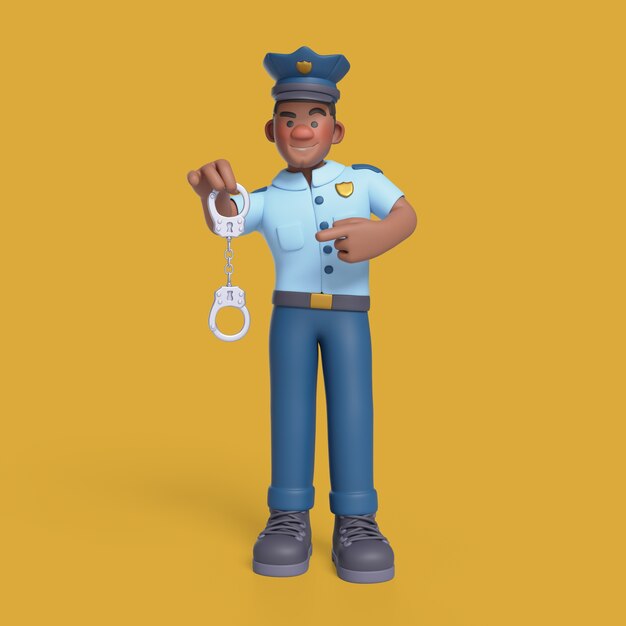 Renderización en 3D del personaje policial