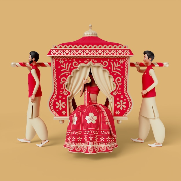 Renderización en 3d de personajes de bodas indias