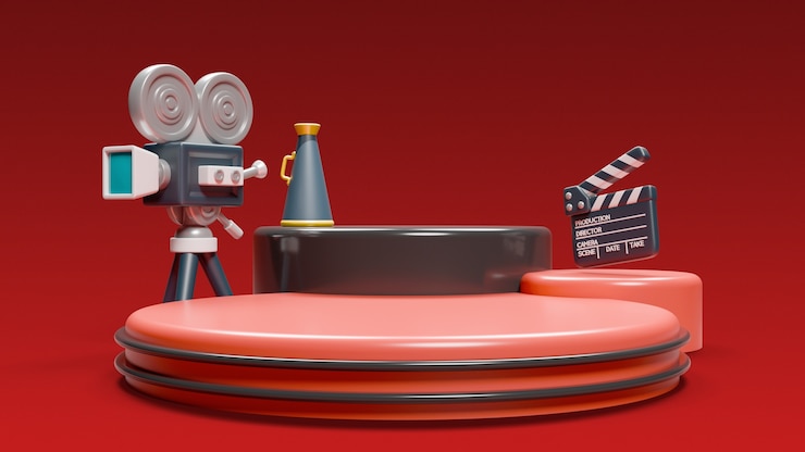 PSD gratuito renderización en 3d del podio del cine