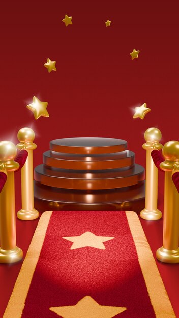 Renderización en 3D del podio del cine