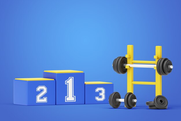 Renderización en 3D del podio de deportes y competiciones