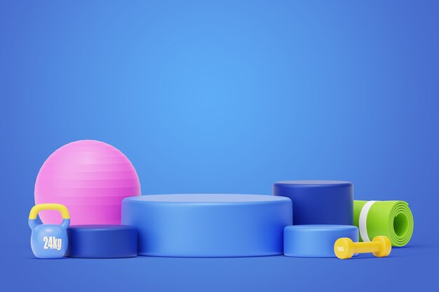 Renderización en 3D del podio de deportes y competiciones