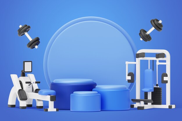 Renderización en 3D del podio de deportes y competiciones