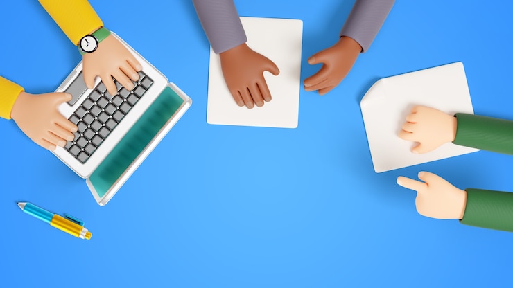 PSD gratuito renderización 3d del trabajo en equipo