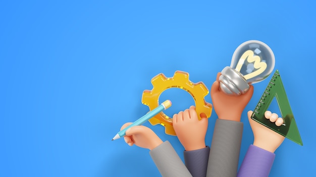 Renderización 3D del trabajo en equipo
