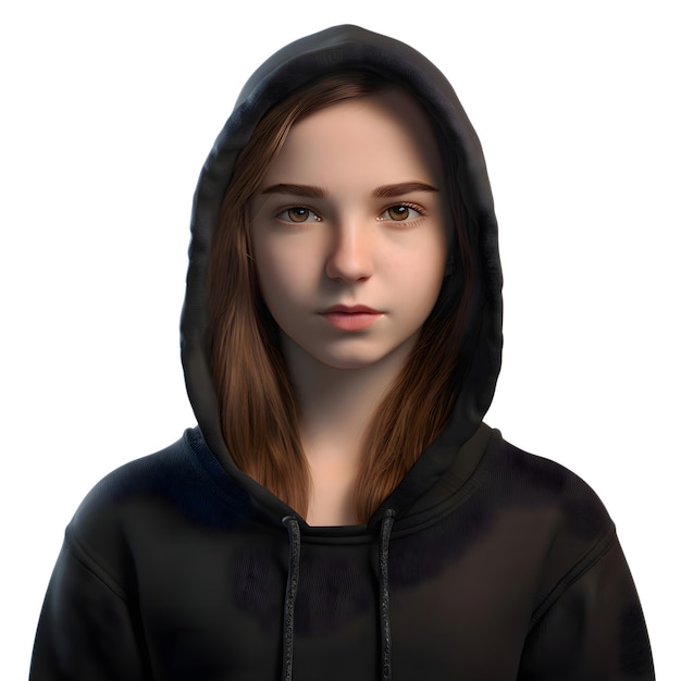 PSD gratuito renderización digital en 3d de un adolescente con una sudadera aislada sobre un fondo blanco