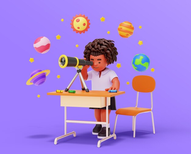 Renderización del personaje de la niña de clase