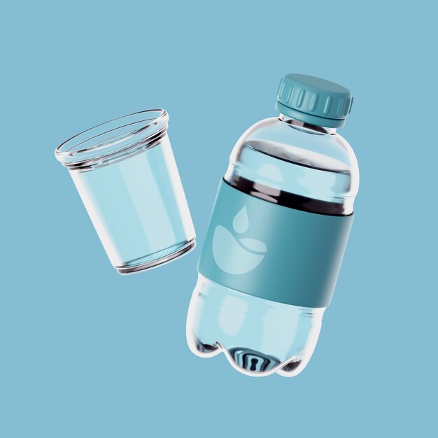 Renderizado en 3D de una botella de agua