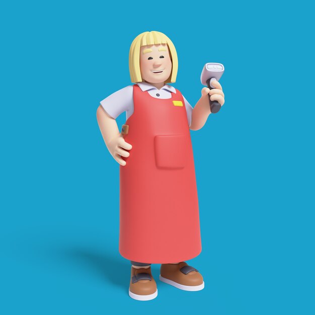 Renderizado en 3D de una cajera