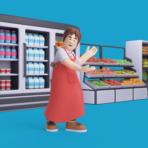 Renderizado en 3D de una cajera