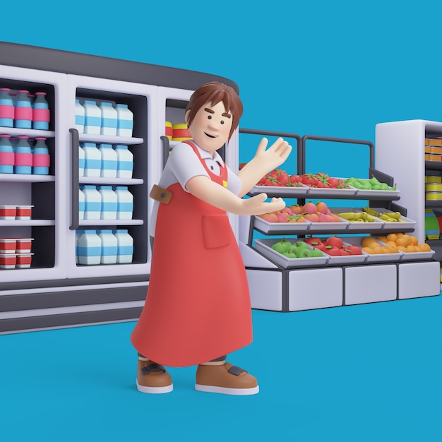 Renderizado en 3D de una cajera