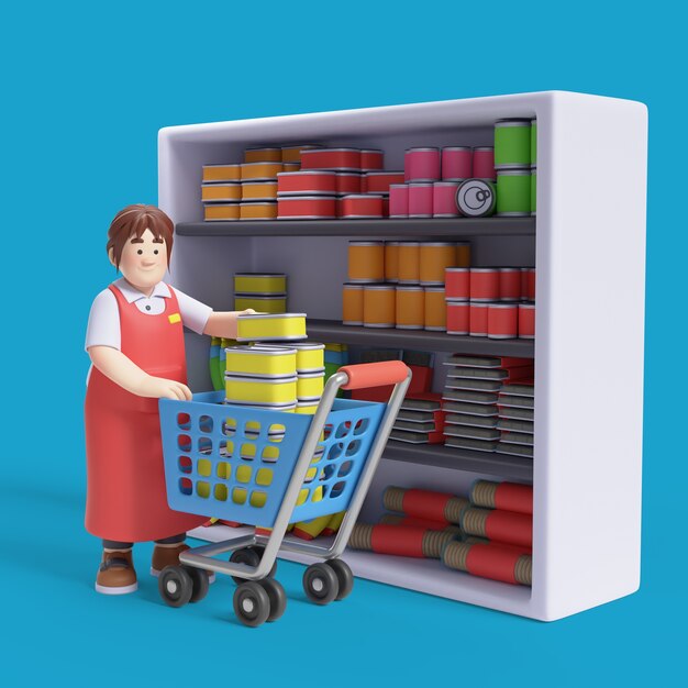 Renderizado en 3D de una cajera