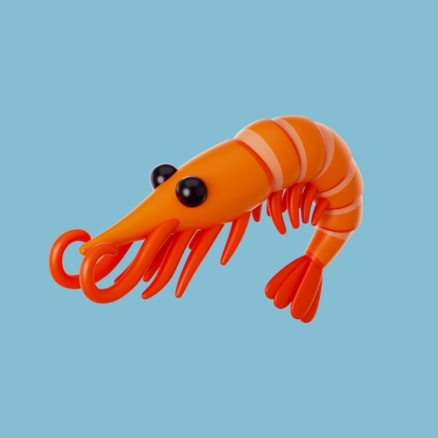 Renderizado en 3D de camarones