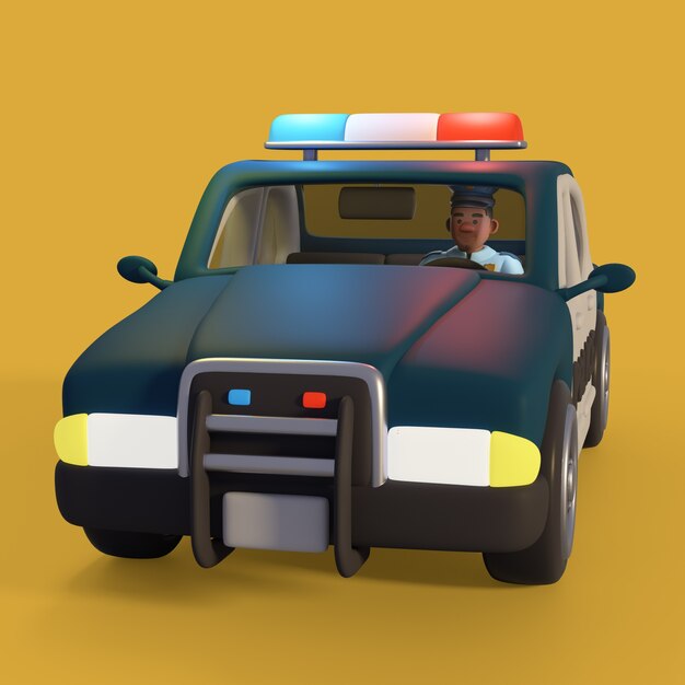 Renderizado en 3D del coche de la policía