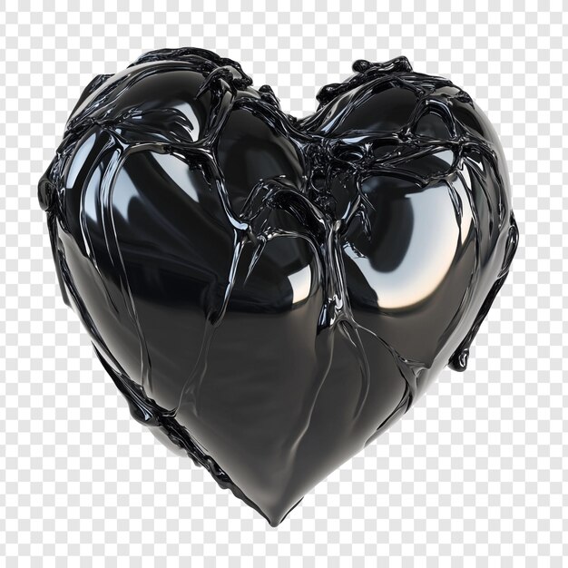 Renderizado en 3D del corazón negro fundido