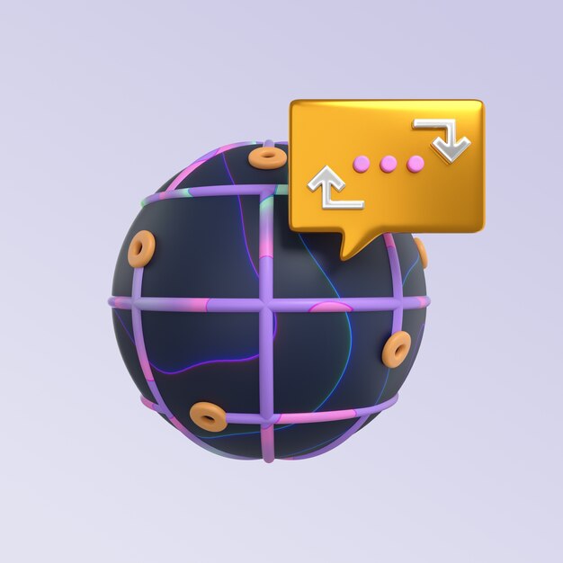 Renderizado en 3D del diseño del icono de NFT