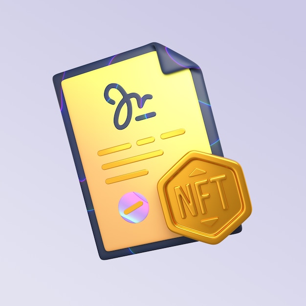 Renderizado en 3D del diseño del icono de NFT