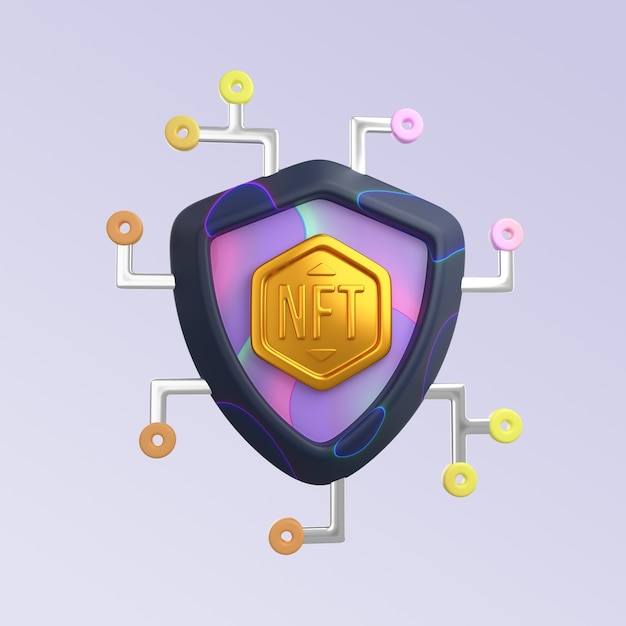 Renderizado en 3D del diseño del icono de NFT