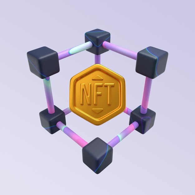 Renderizado en 3D del diseño del icono de NFT
