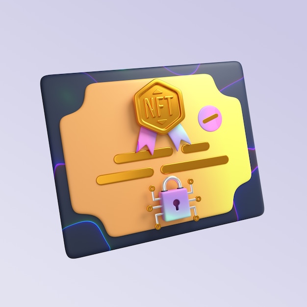 Renderizado en 3D del diseño del icono de NFT