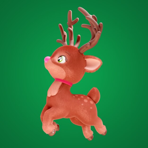 Renderizado en 3D del diseño del icono del reno