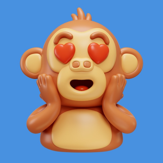Renderizado en 3D del emoji del mono