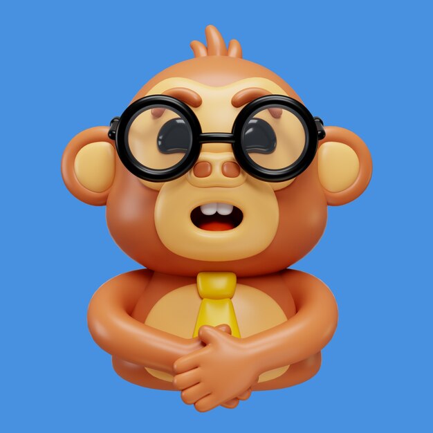 Renderizado en 3D del emoji del mono