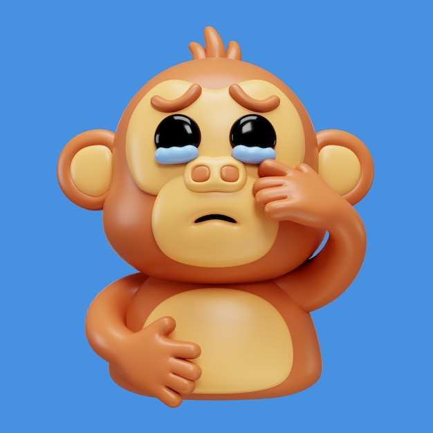 Renderizado en 3D del emoji del mono