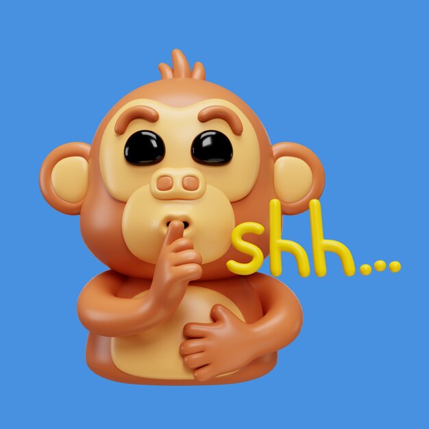 Renderizado en 3D del emoji del mono