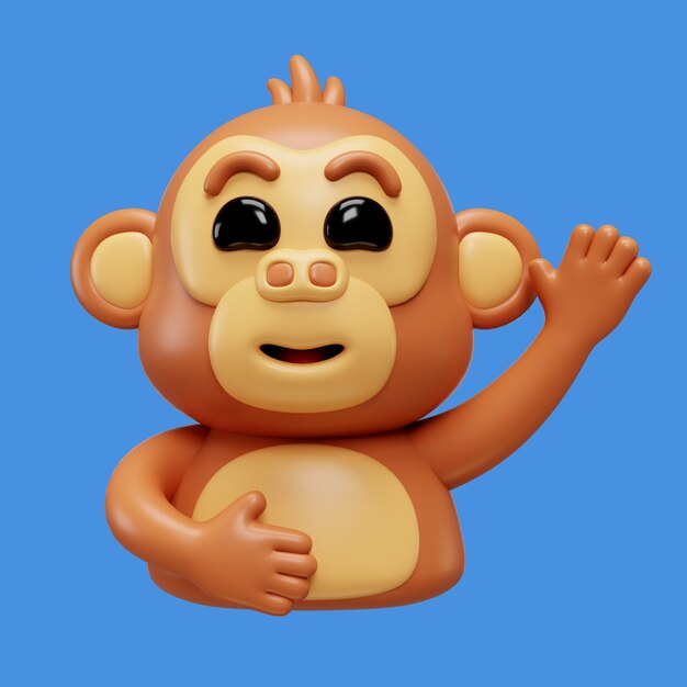 Renderizado en 3D del emoji del mono