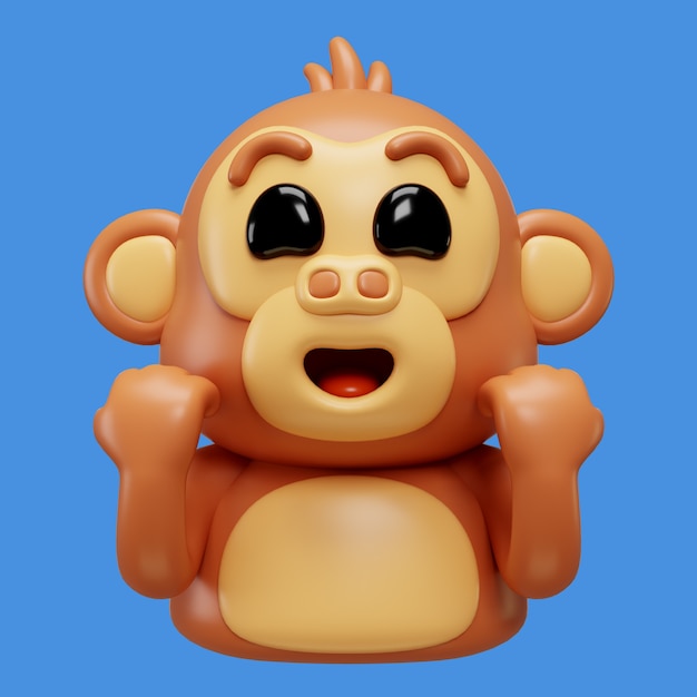 Renderizado en 3D del emoji del mono