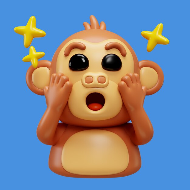 Renderizado en 3D del emoji del mono
