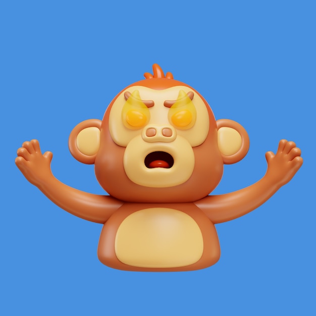 Renderizado en 3D del emoji del mono