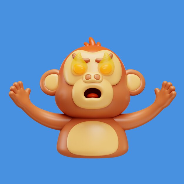 Renderizado en 3D del emoji del mono