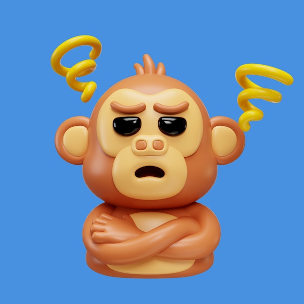 Renderizado en 3D del emoji del mono