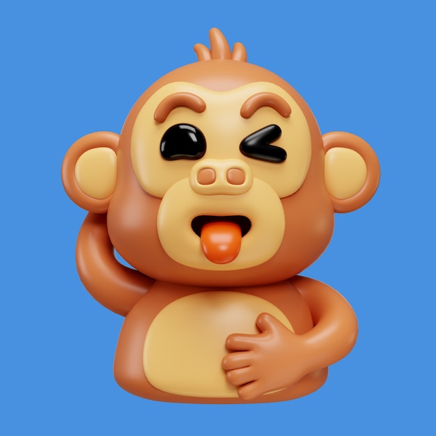 Renderizado en 3D del emoji del mono